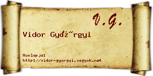Vidor Györgyi névjegykártya